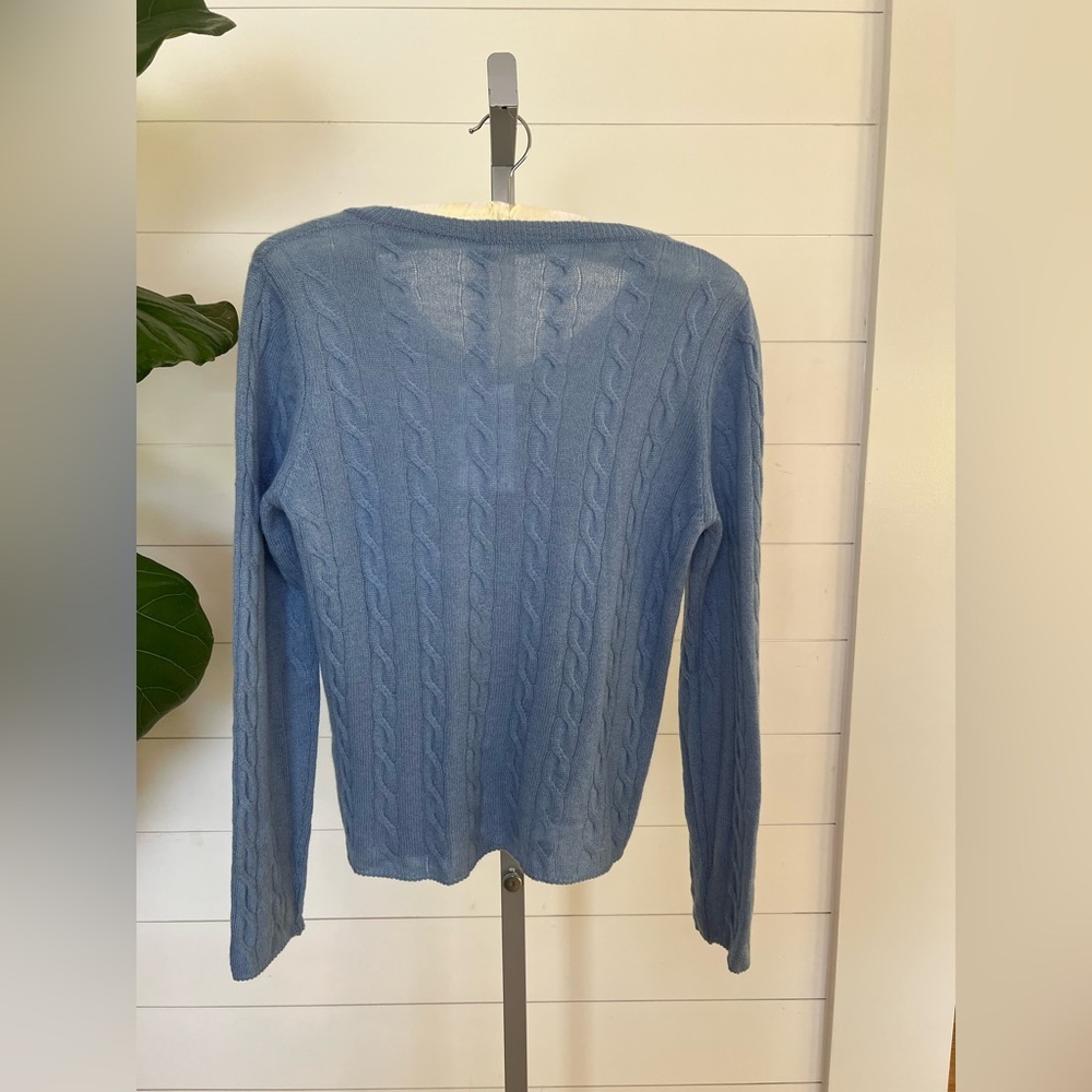 Le Tricot Perugia 100% cashmere cable knit v-neck sweater| NWT | size small - Picture 7 of 8